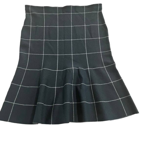 Ann Taylor Dark Gray Check Acrylic Wool Nylon Classic Fall Skirt Size Large NWT - Picture 2 of 12